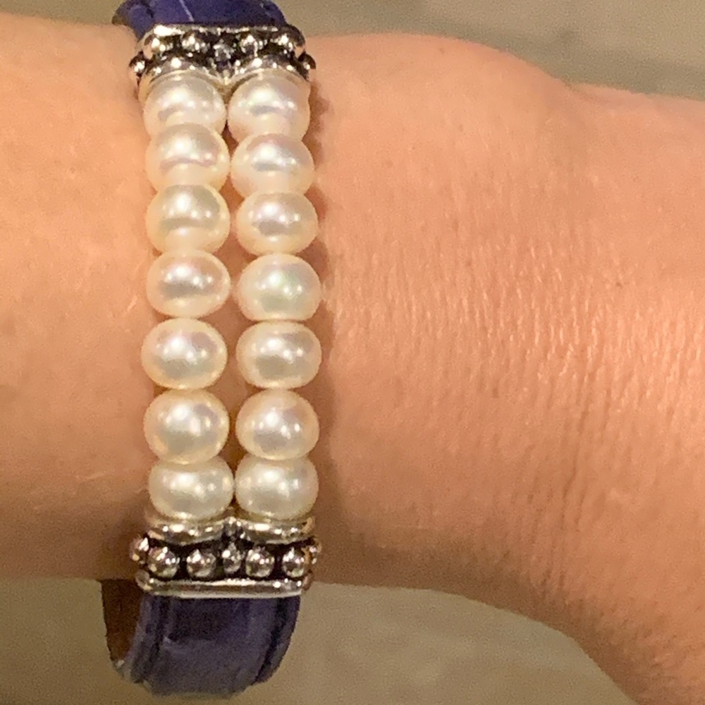 Honors Pearls Adjustable Leather Strap Bracelet